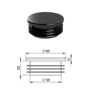 Vnútorná krytka guľatá ø 60 mm plastová, čierna - slide 0