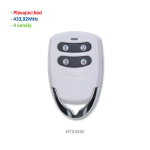 Vysielač 4-kanálový, 433 MHz, plávajúci kód, biely - slide 1