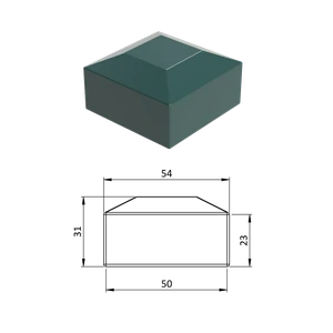 Vonkajšia krytka 50 x 50 mm, plastová PE, zelená - slide 0