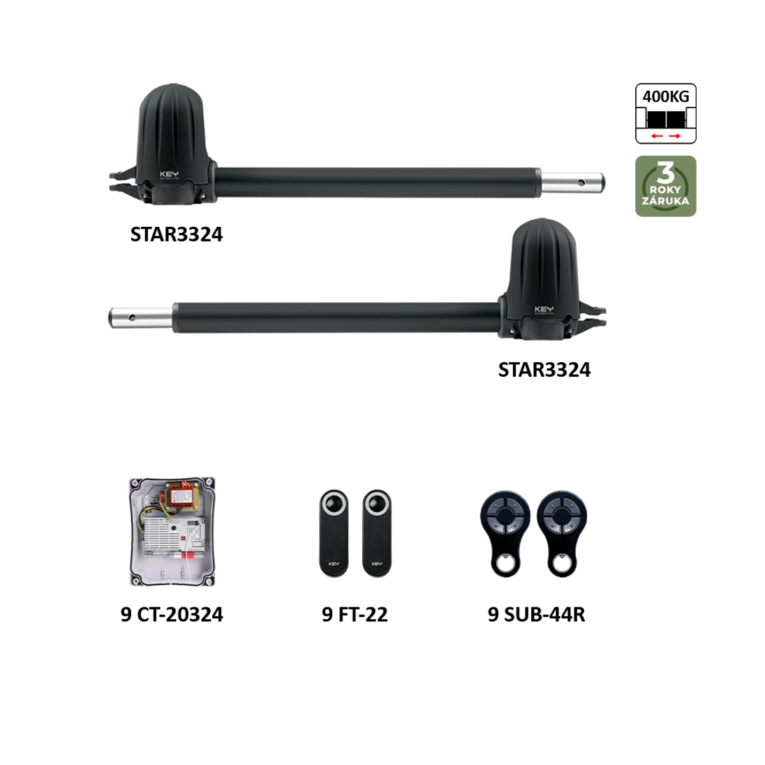 900KSTAR3324KS pre dvojkrídlovú bránu do 3 m/krídlo