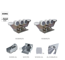 Samonos do 350 kg/6,5 m, profil 95 x 106  mm, hliník