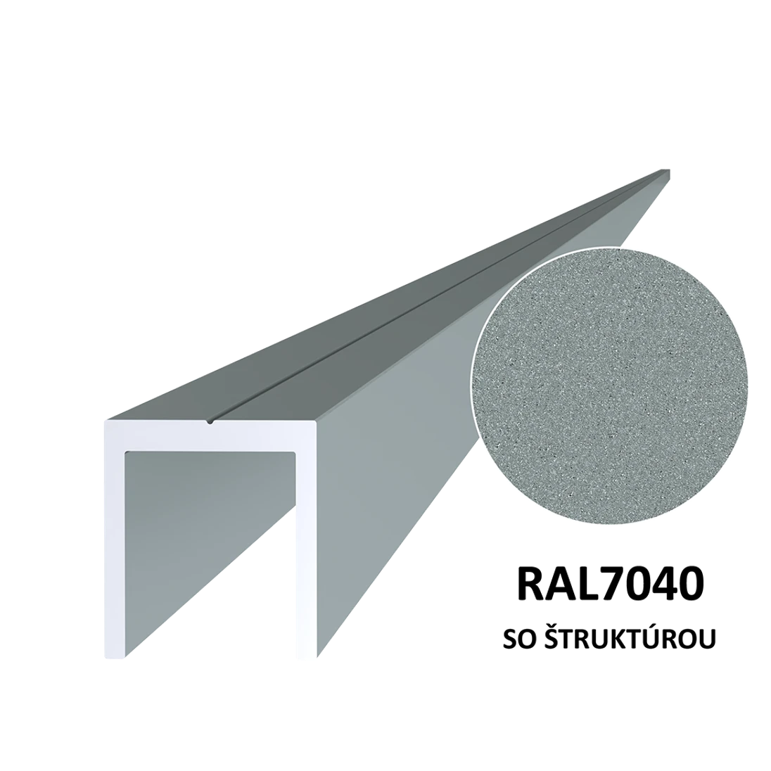 Hliníkový U profil 20,5 x 22 x 6000 mm, štruktúra RAL 7040
