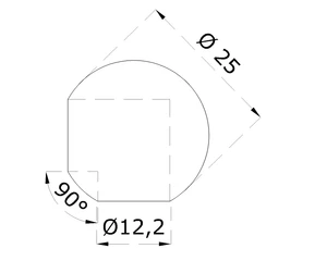 Guľa rohová ø 25 mm na trubku ø 12 mm, leštená AISI 304 - slide 1