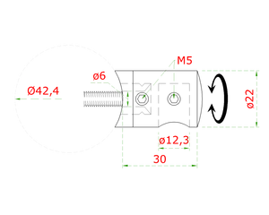 Držák tyče ø 12 mm na trubku ø 42,4 mm, broušená AISI 304 - slide 5