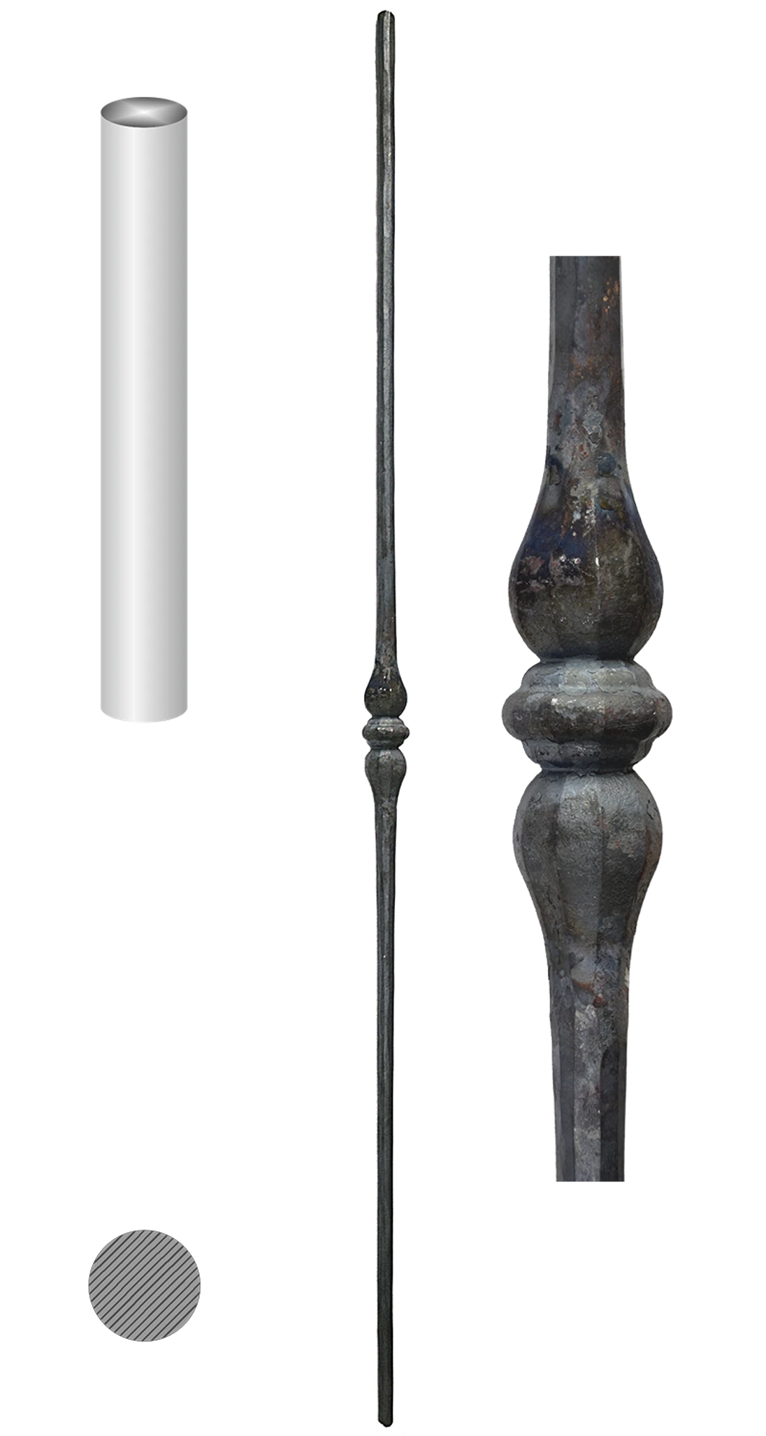 Tyč kruhová ø 14 mm, zdobená 1050 x 35 mm