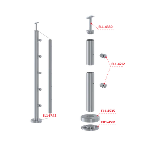 Nerezový sloup, vrchní kotvení, 5řadový průchozí - slide 2