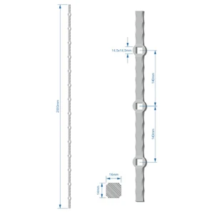 Tyč 2m opískovaná, profil 14mm, rozteč 140mm, oko 14,5mm - slide 0