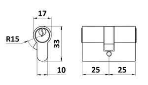 Cylindrická vložka EURO 25/25 mm, mosadzná, 3 kľúče - slide 1