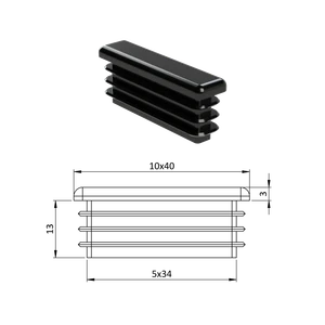 Krytka plastová 10 x 40 mm, čierna - slide 0