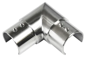 Spojka koleno 90°, lepený spoj, broušená nerez AISI 304 - slide 0