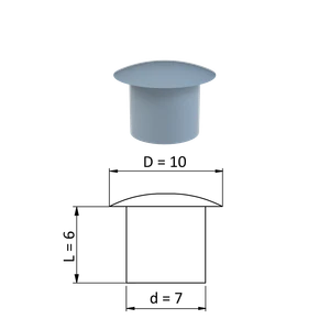Vnútorná krytka guľatá ø 10 mm, otvor ø 7 mm, sivá, plast - slide 0