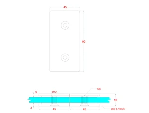 Svorka skla medzi sklá 180°, sklo 8 - 10 mm, AISI 304 - slide 4