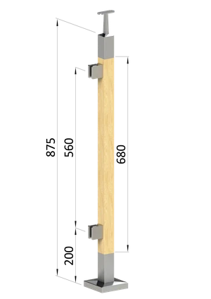 Dřevěný sloup, vrchní kotvení, výplň: sklo, levý - slide 0