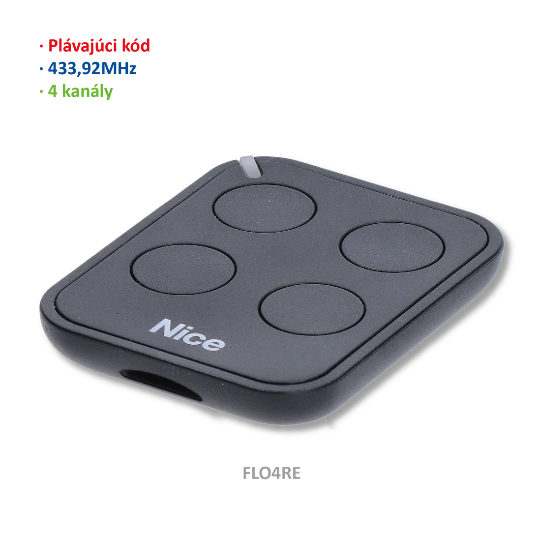 Vysielač 4-kanálový, 433 MHz, plávajúci kód, čierny