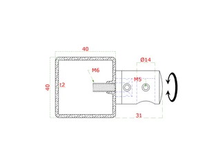 Držák tyče ø 14 mm (P) plochý, broušená nerez AISI 304 - slide 3