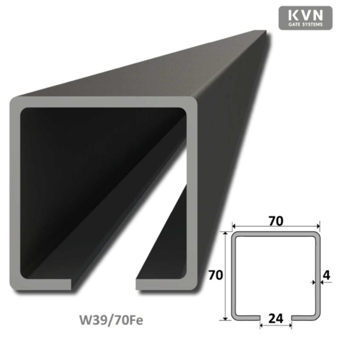 C profil 70 x 70 x 4 x 7000 mm, čierný Fe