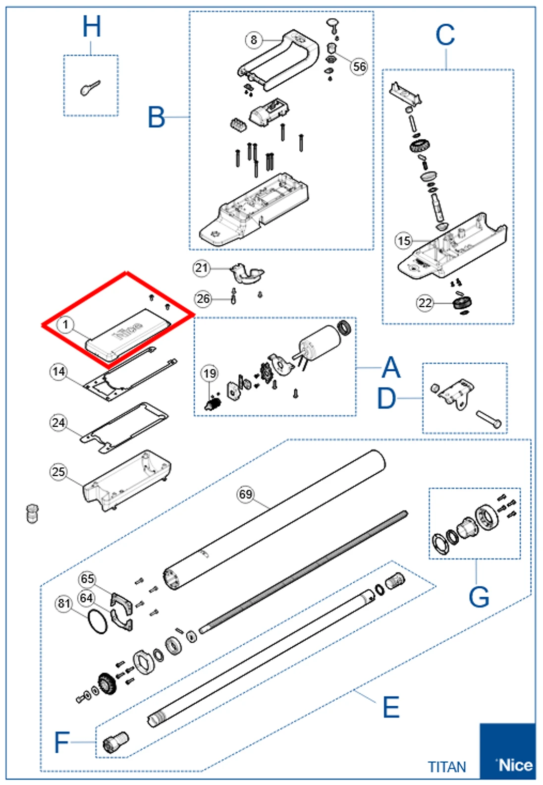 PD0942A3000 Lakovaná čast krytu pohonu TITAN TTN3724HS, TTN6024HS