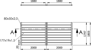 Krídlová brána, hliníková, 4000 x 1803 mm s pohonom STAR3224KR - slide 1