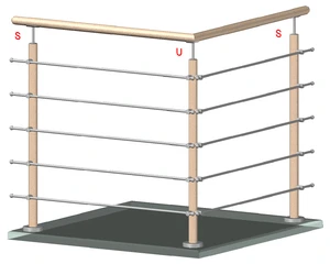 Dřevěný sloup, vrchní kotvení, 5řadový, průchozí - slide 1