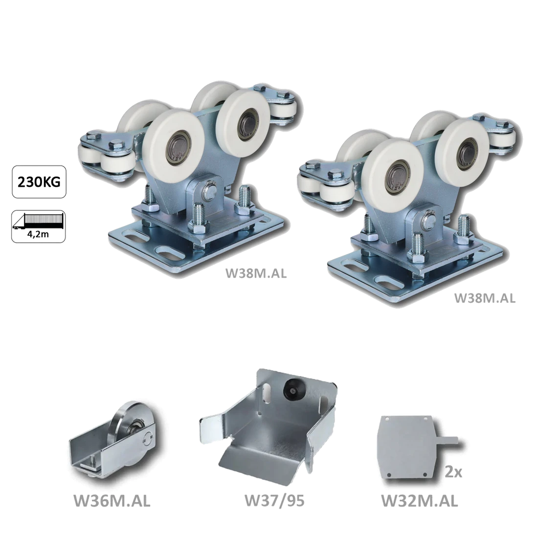 Samonos do 230 kg/4,2 m, bez profilu, hliník