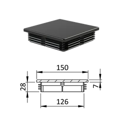 Krytka plastová 150 x 150 mm, černá