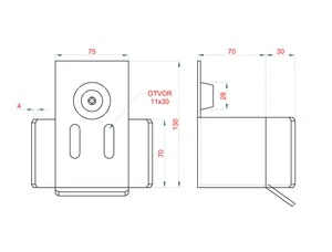 Doraz pro samonosnou bránu, pro profil 60 x 60 x 4 mm - slide 2