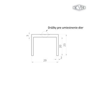U profil 29 x 22 x 6000 mm, hliník, bez povrchové úpravy - slide 1
