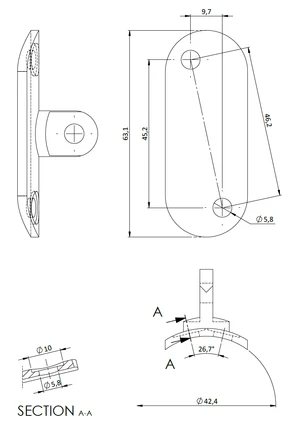 Držiak madla s kĺbom na trubku ø 42,4 mm, brúsená AISI 304 - slide 3