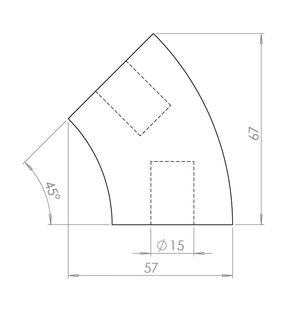 Dřevěný spojovací oblouk (ø 42 mm / 45°), materiál: buk, broušený povrch bez nátěru - slide 1