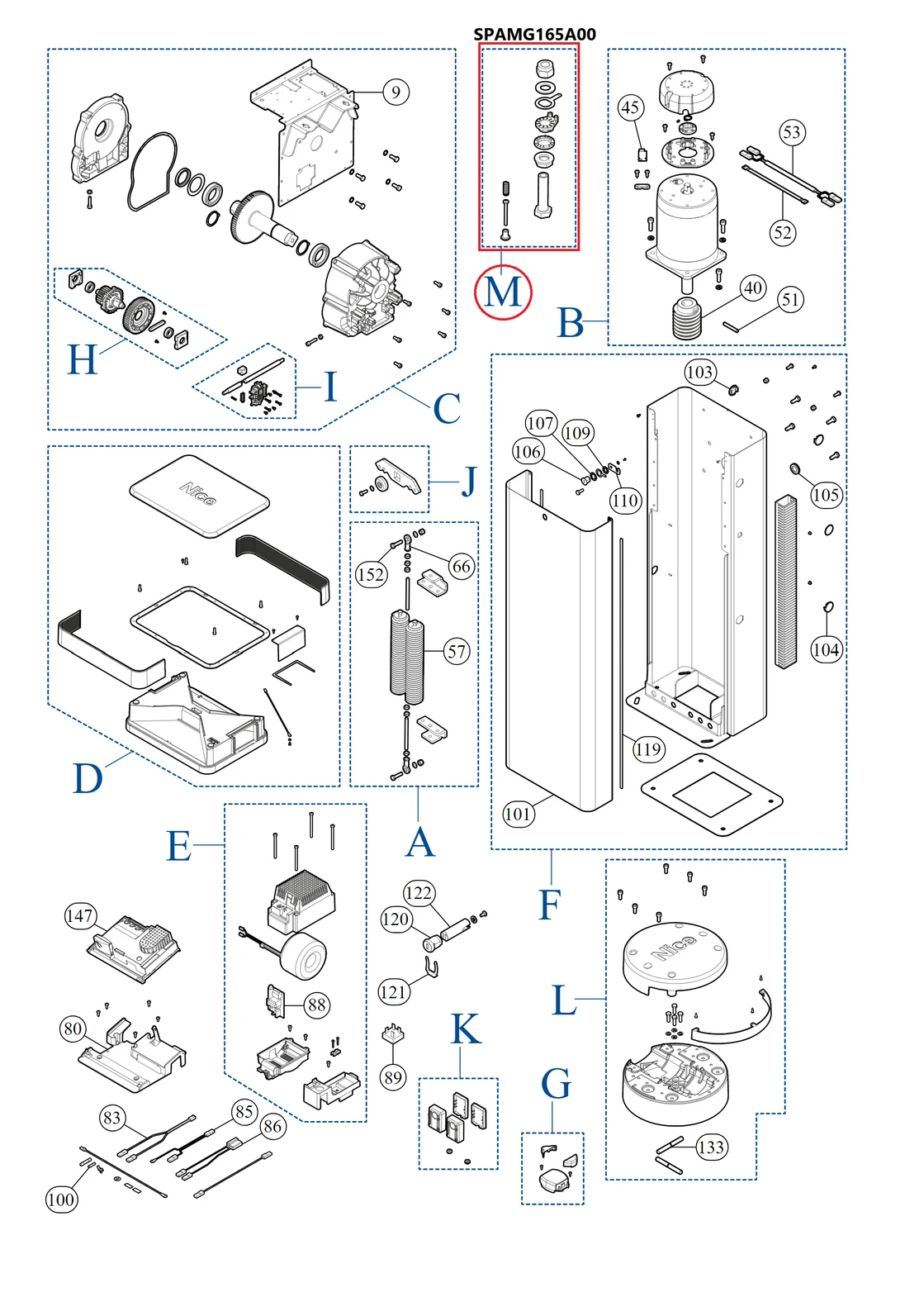 SPAMG165A00 kit - mechanická stopka pro Lbar
