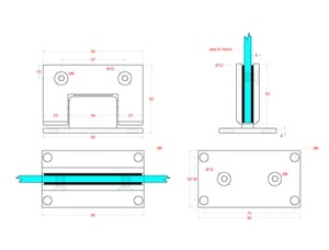 Záves medzi stenu a sklo, sklo 8 - 10 mm, brúsená AISI 304 - slide 4