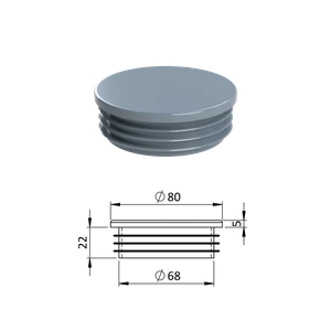 Vnútorná krytka guľatá ø 80 mm, plastová, sivá - slide 0