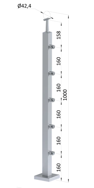Nerezový stĺp, vrchné kotvenie, 5-radový priechodný - slide 0