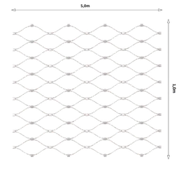 Lanková sieť, 1 x 5 m, oko 60 x 104 mm, ø 1,5 mm, AISI 316