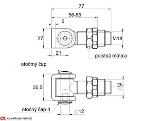 Combi Arialdo Navařovací pant M18, otevíratelný 90°, nastavitelný 1D s kontramaticí, částečně pozinkovaný - slide 1