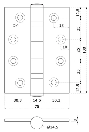 Pánty, nosnosť 80 kg, brúsená nerez AISI 304 - slide 1