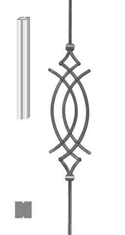 Tyč 12 x 12 x 950 mm, ornament nitovaný 570 x 165 mm