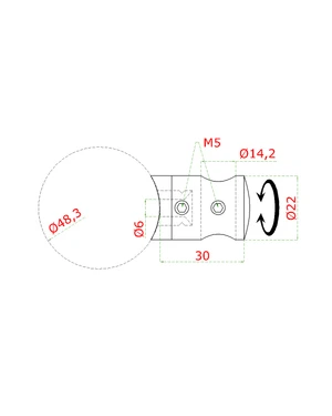 Držák tyče ø 14 mm na trubku ø 48,3 mm, broušená AISI 304 - slide 1