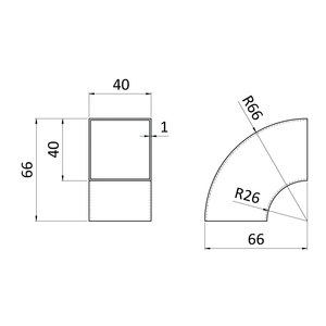 Spoj, naváracie koleno 90°, 40 x 40 mm, brúsená AISI 304 - slide 1