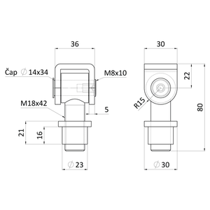 Záves M18 navárací, 90°, nastaviteľný 1D, čiastočne pozink - slide 1