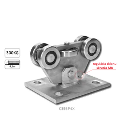 Vozík PICCOLO (67x67mm) pre brány do 300 kg/4,5 m, AISI 304