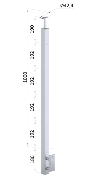 Nerezový stĺp, bočné kotvenie, 4-radový M6,vnútorný - slide 0