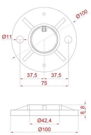 Nerezový sloup, vrchní kotvení, 5řadový M6 - slide 3