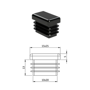 Krytka plastová 15 x 25 mm, černá - slide 0