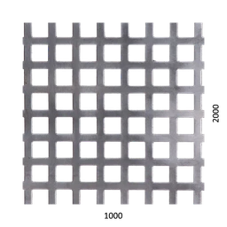 Dierovaný plech Fe t = 2 mm, otvor 10 x 10 mm, rozteč 14 mm