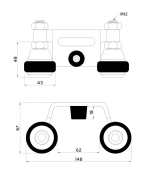 Horný doraz s vodiacimi gumovými kolieskami, ø 60 mm - slide 1