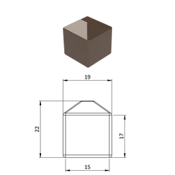 Vnější krytka 15 x 15 mm, plastová PE, hnědá