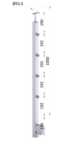 Nerezový sloup, boční kotvení, 4řadový průchozí, vnitřní - slide 0