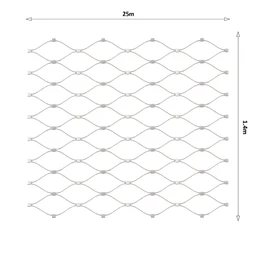 Lanková sieť, 1,4 x 25 m, oko 60 x 104 mm, ø 2 mm, AISI 316