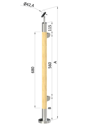 Drevený stĺp, vrchné kotvenie, výplň: sklo, pravý - slide 0